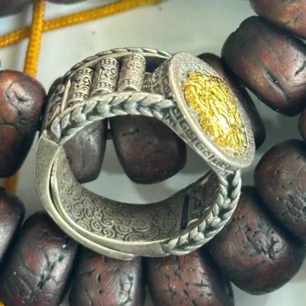 925银戒指 黄老爷复古民族风男款转动六字真言复古民族风戒指