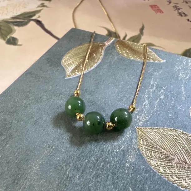 天然和田玉碧玉挂坠项链“卡8”