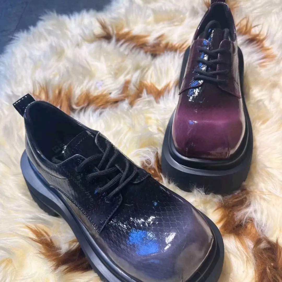 时尚百搭厚底英伦风女士皮鞋