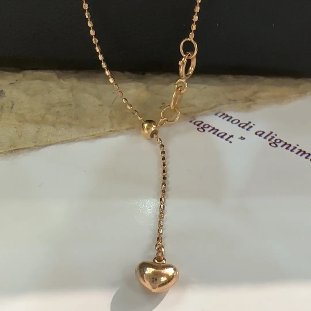 正品18K金45CM抽拉调节爱心豆豆