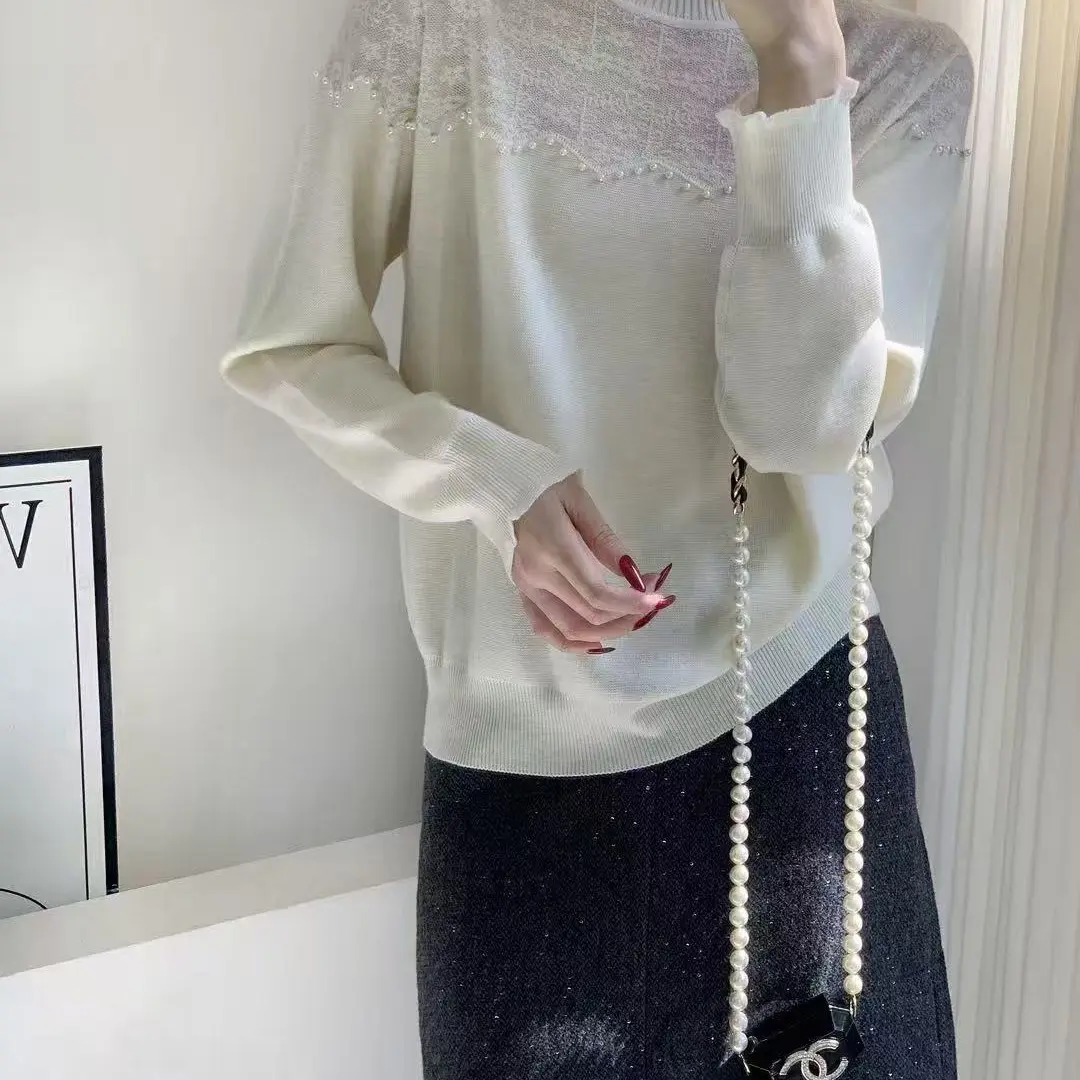 烫钻半高领毛衣女秋冬简约修身显瘦套头针织衫内搭打底上衣