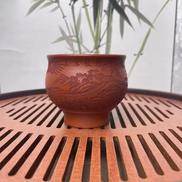 新华日报优选宜兴原矿手工紫砂杯【鹏程万里】