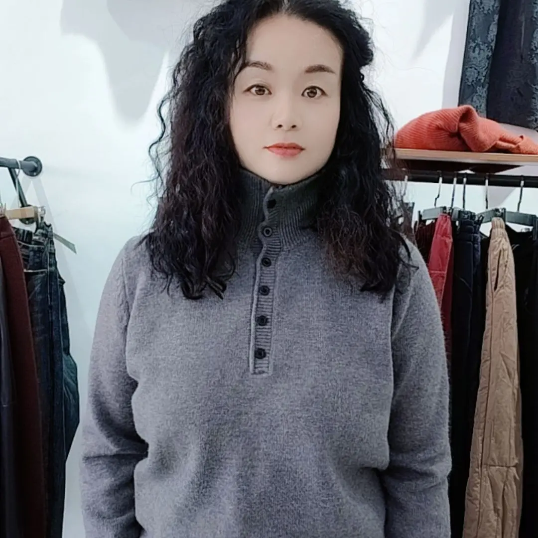 纯色女不褪色厚款针织字母衫立领毛衣加厚打底衫