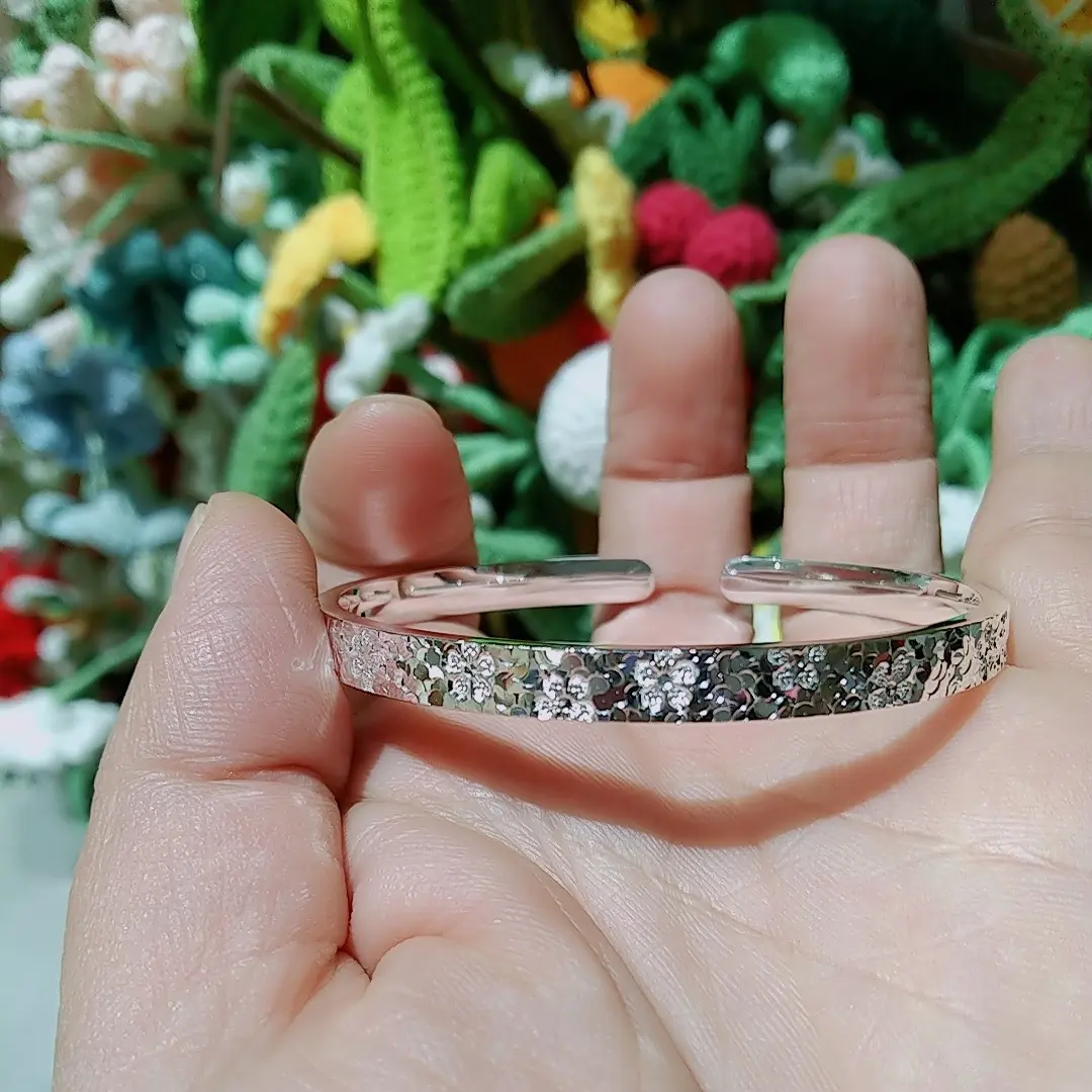 足银手镯  复古碎冰冰桃花手镯
