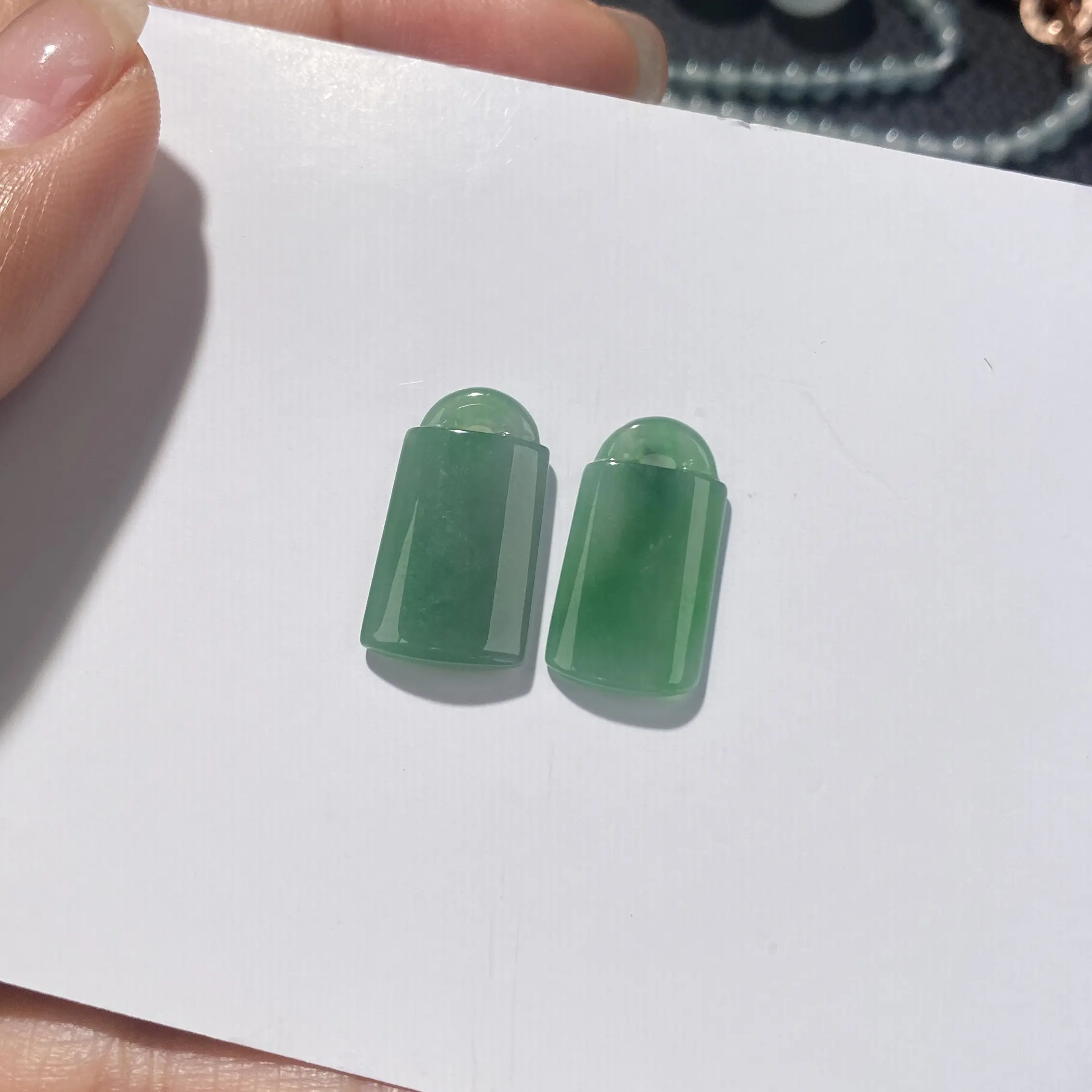 天然翡翠A货包包一对裸石