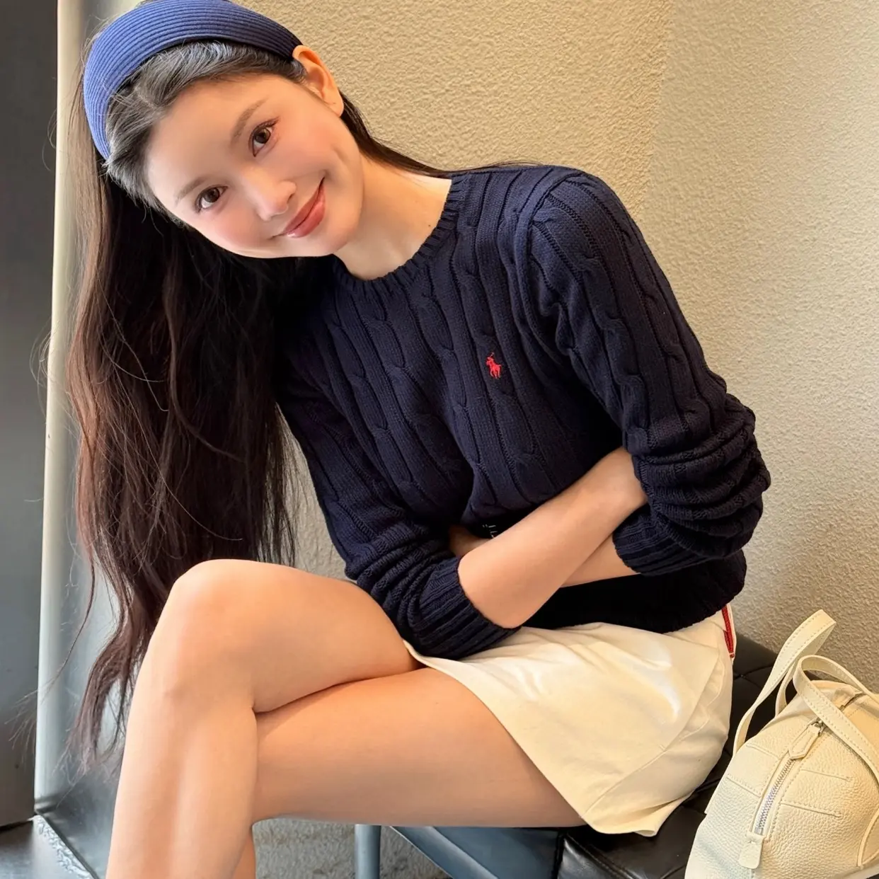 小马刺绣圆领毛衣针织衫麻花宽松休闲慵懒风秋冬情侣款