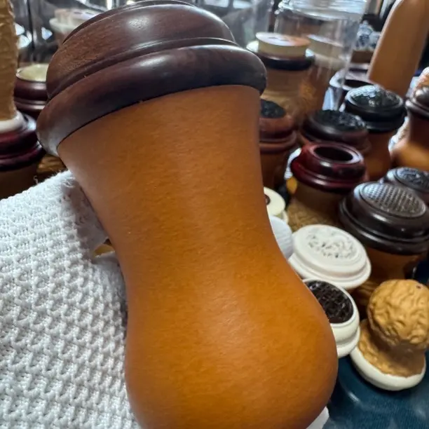 创意复古胡桃木质蘑菇牙签盒家用中式古风轻奢摆件