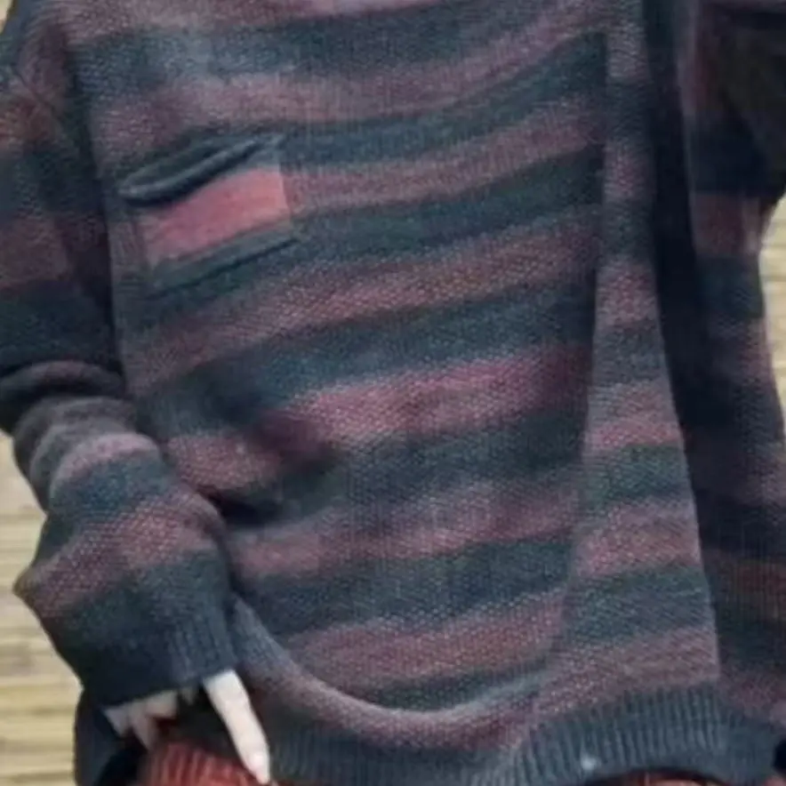 秋季新款条纹半高领宽松百搭显瘦毛衣打底衫