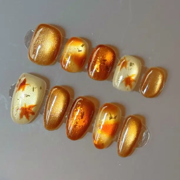 米莱【秋袖枫意】秋季限定猫眼穿戴甲可脱卸