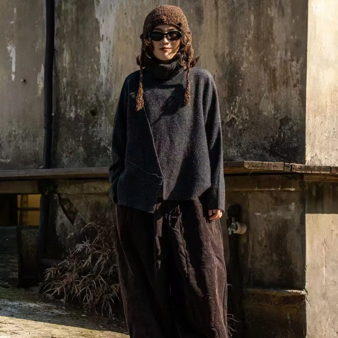 疯子张08581款不规则高领棉衣衣长80胸围130