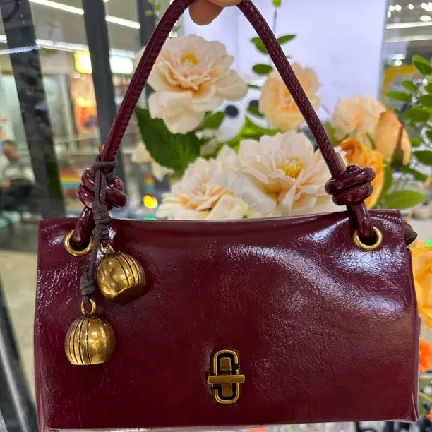 轻奢风小众做旧软皮锁扣单肩包洋气高级感斜挎包女