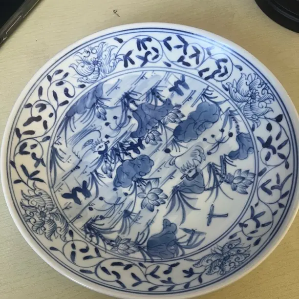 青花釉下彩菜盘家用创意福字深盘圆盘