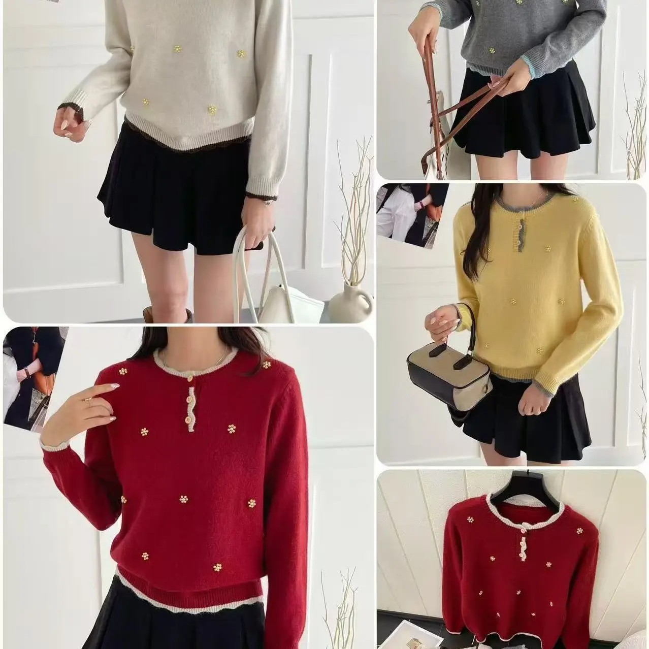 301木耳边满身花秋冬女上衣