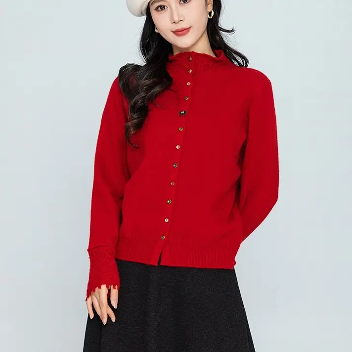 她之蝶25冬新款细针织长袖开衫上衣1254163
