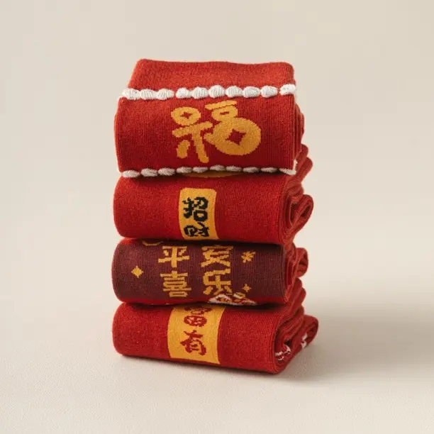 秋冬加厚纯棉中筒红袜女士本命年保暖透气必备