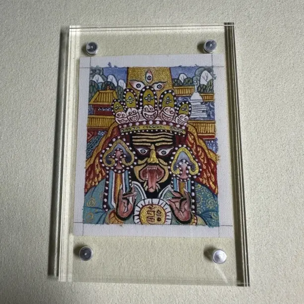 热贡纯手绘唐卡扎基拉姆天然矿物质颜料绘画尺寸4*5cm