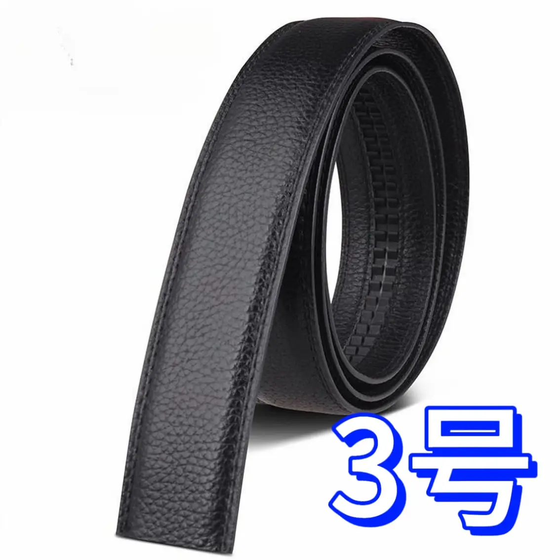 3号维拉·博雷亚黑线头层牛皮荔枝纹男款黑色自动扣腰带高档百搭风