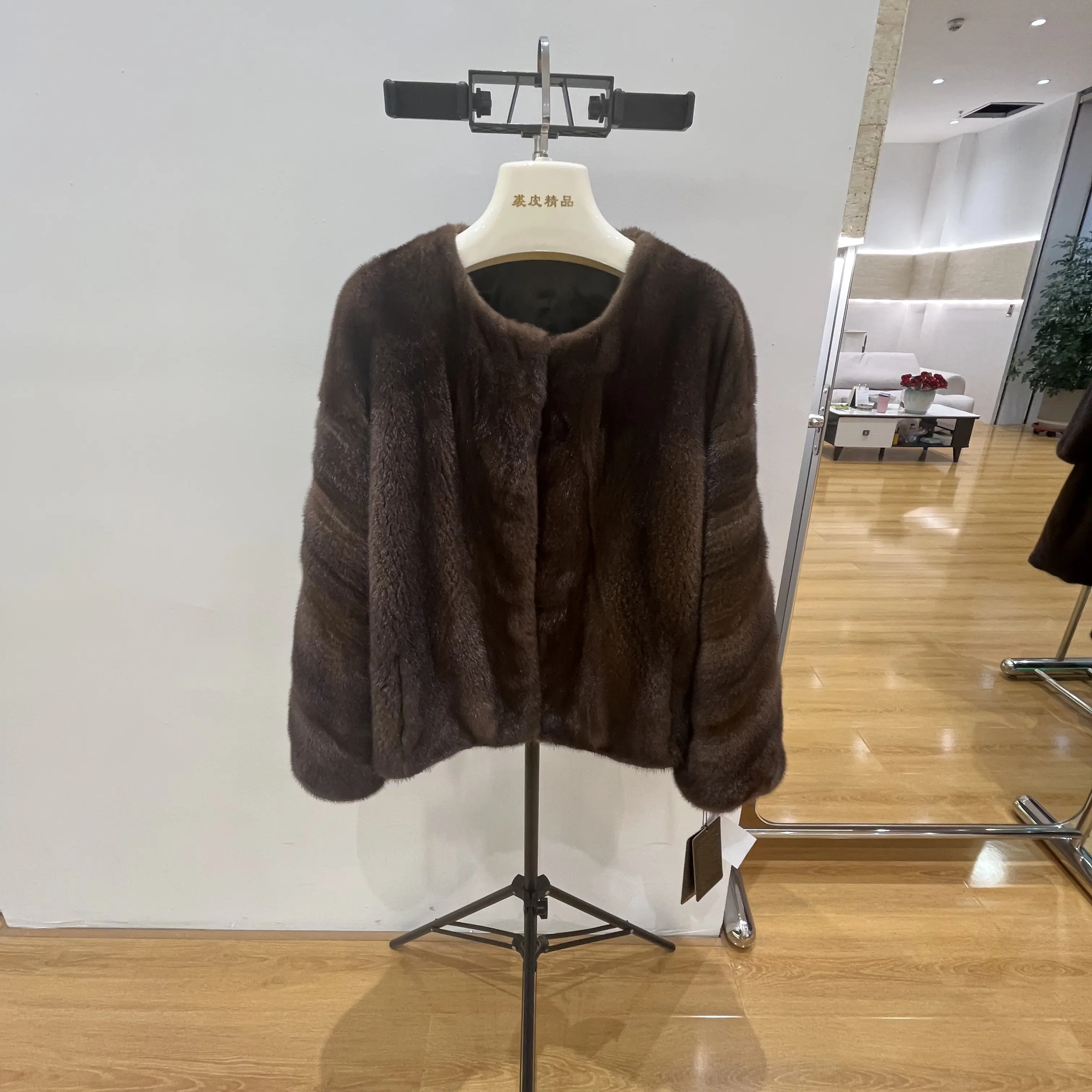 立翻领女士中长款水貂外套时尚百搭秋冬款