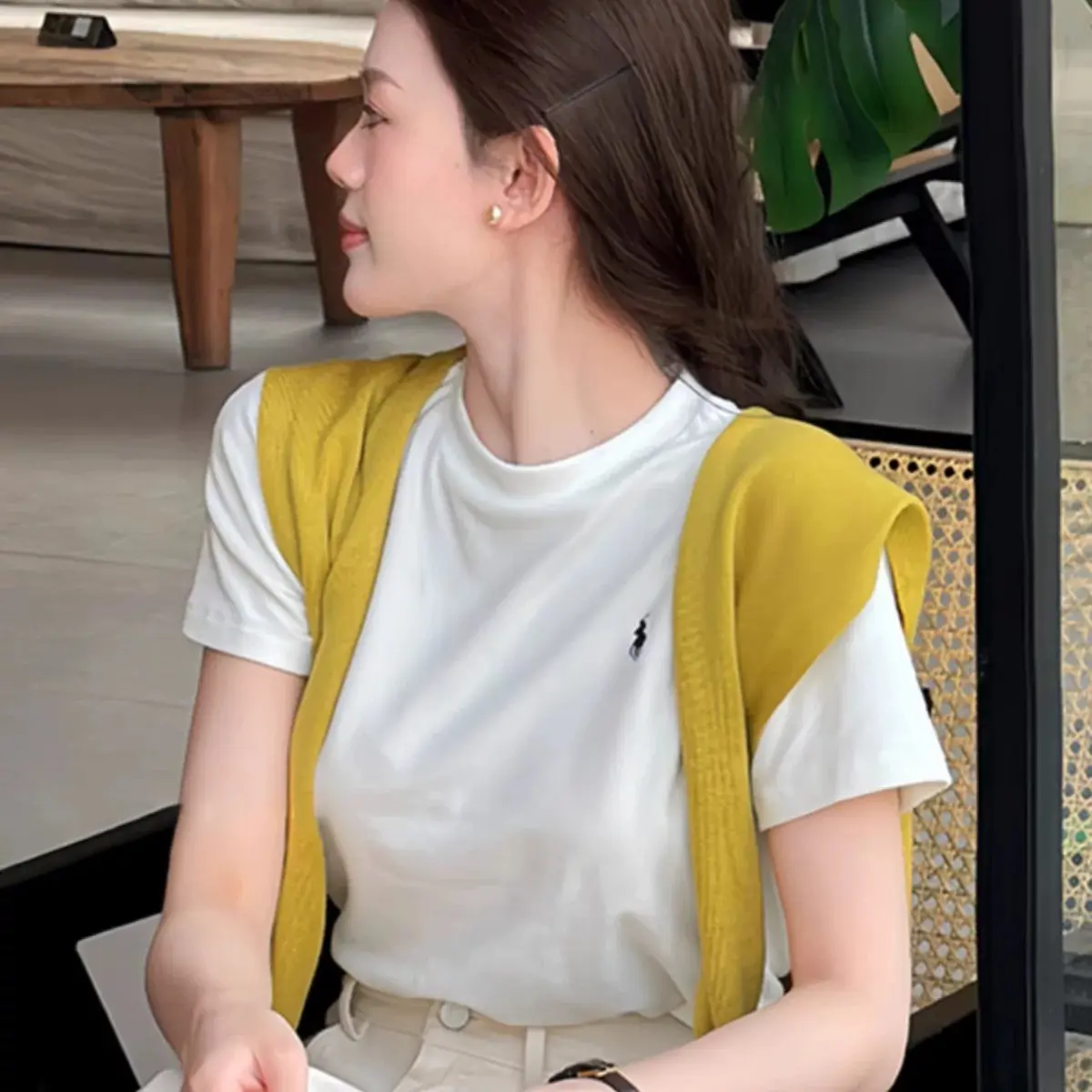 夏季圆领正肩刺绣小马印花白色短袖T恤女韩版百搭显瘦纯棉上衣