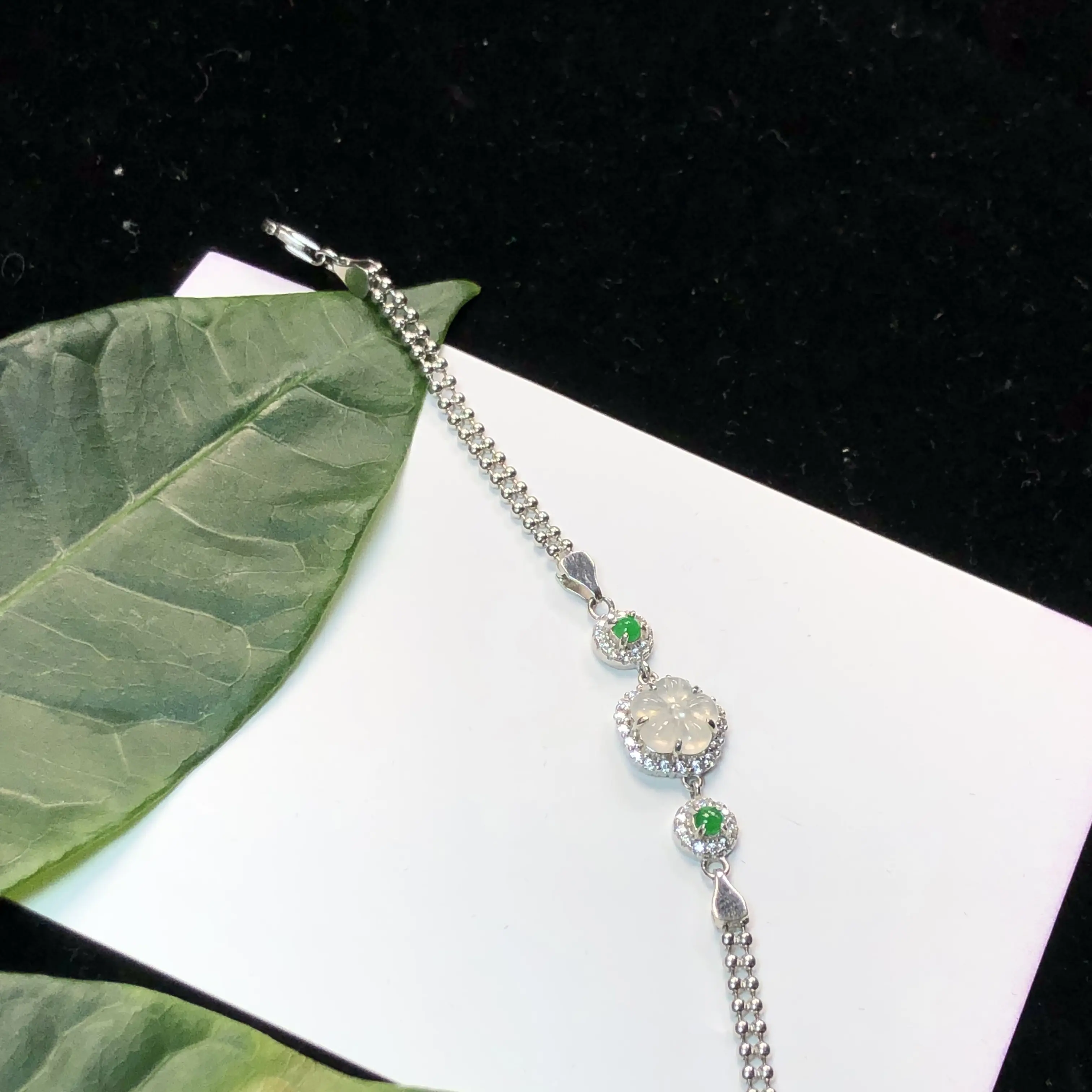 925银天然翡翠蛋面手链精致百搭气质轻奢