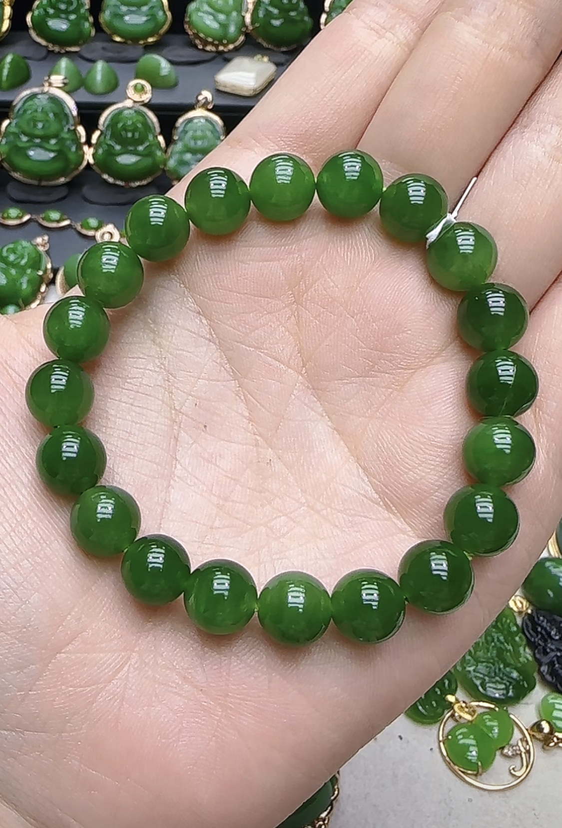 碧玉单圈手链 卡十 