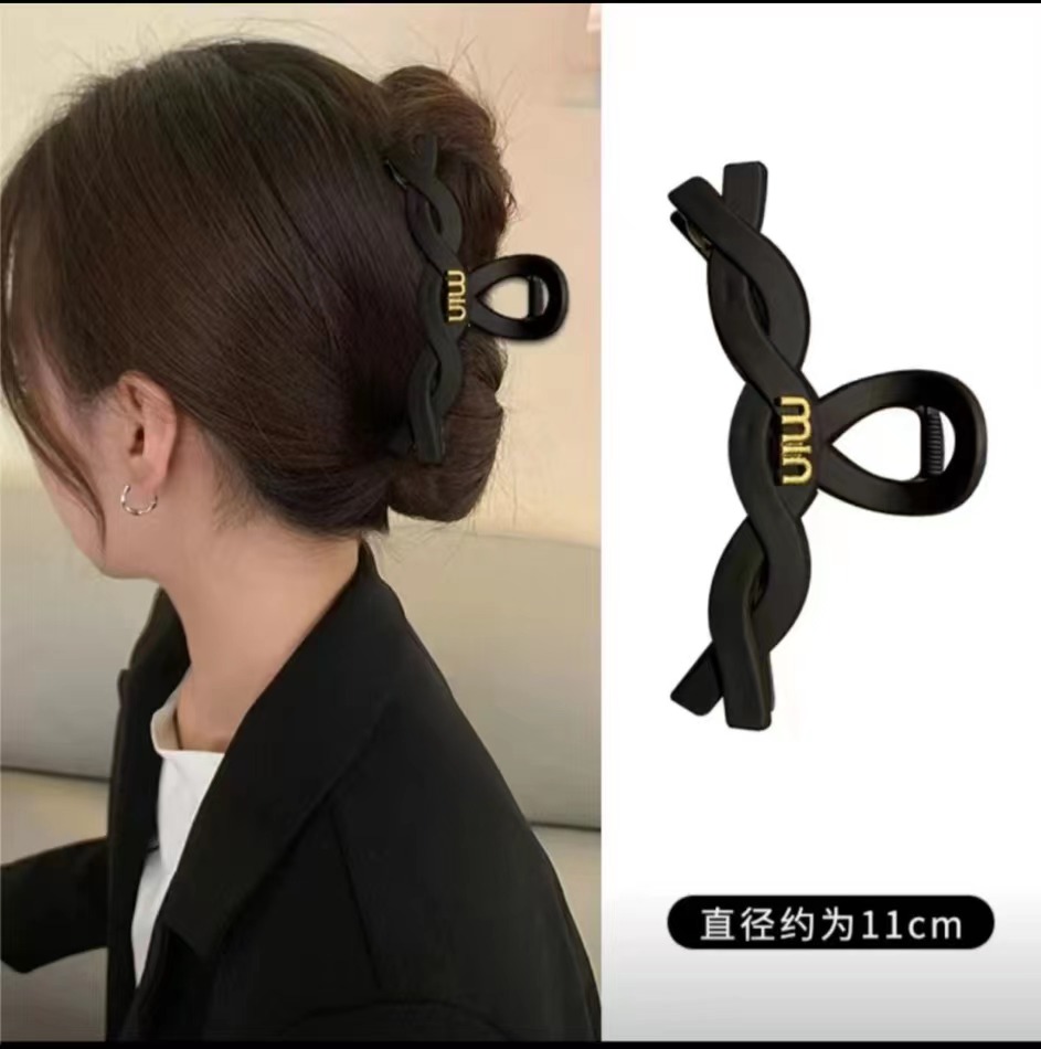 非金属发饰 高级感磨砂黑色抓夹气质百搭盘发发夹法式发饰8827