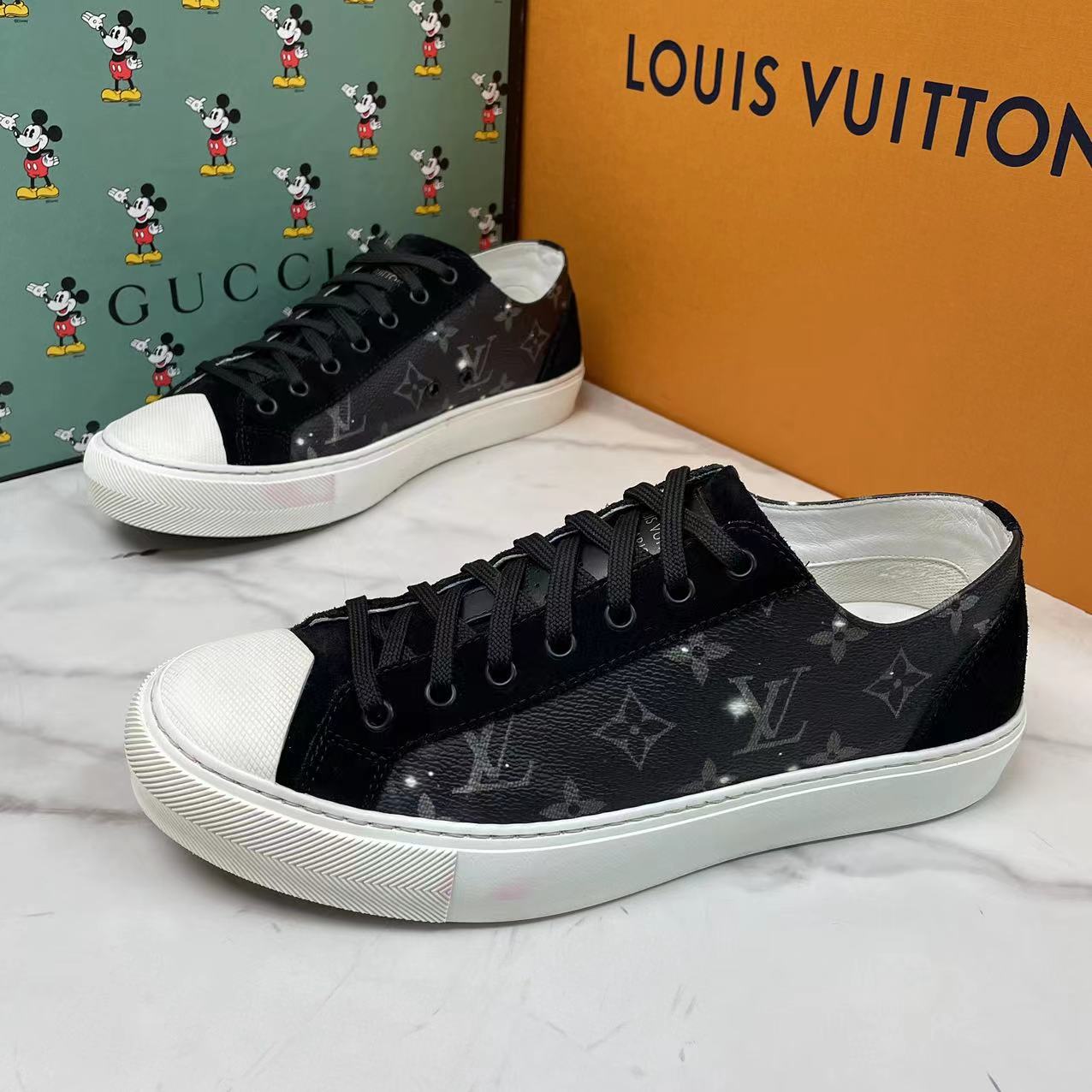 LouisVuitton/路易威登黑色老花星空印花潮流休闲板鞋/40码/96新