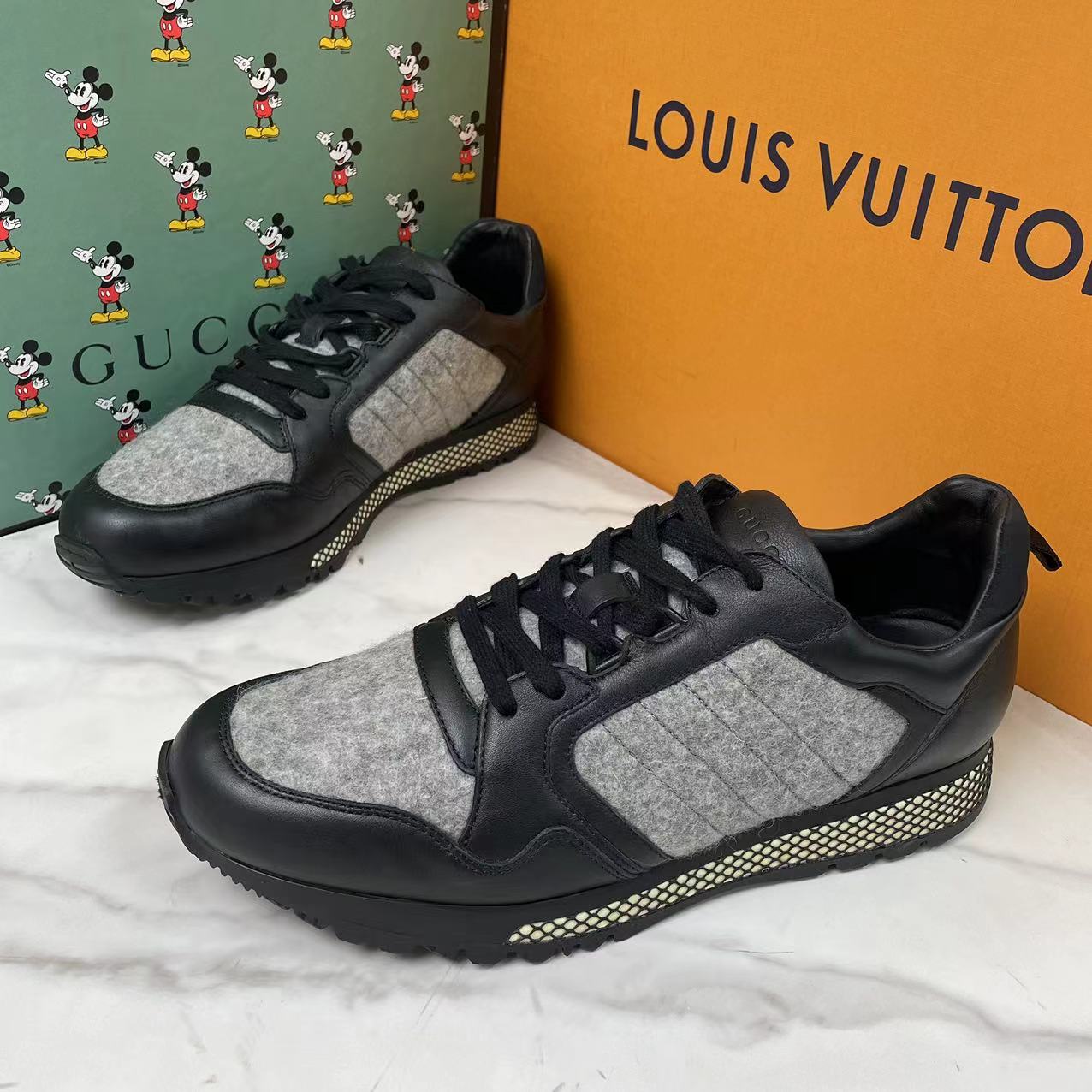 GUCCI/古驰黑灰拼色夏季潮流舒适休闲运动鞋/欧码41/95新百搭