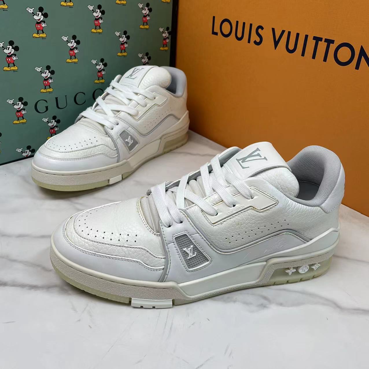 95新 LouisVuitton/路易威登 白色tr后标#54休闲板鞋/欧码40.5