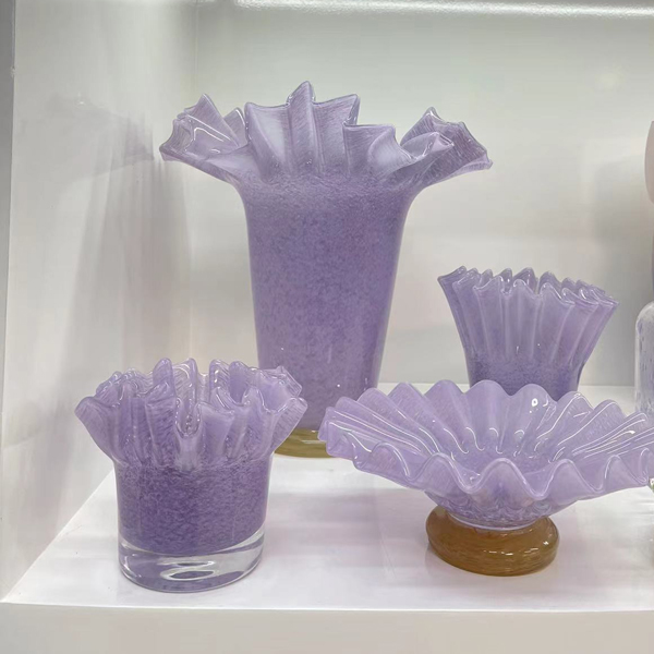 4只装紫色折折系列折纸玻璃花瓶