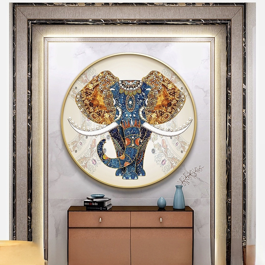 法国DMC十字绣-圆形吉祥大象62色14ct57x57cm11ct70×70cm订制