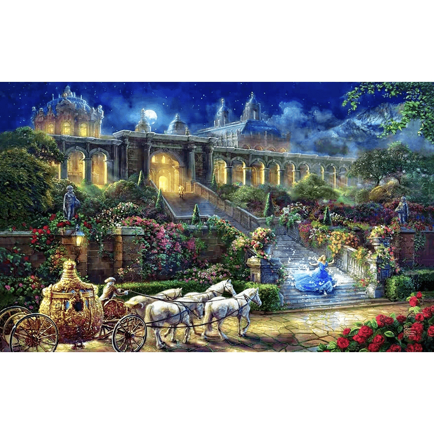 法国DMC欧式童话十字绣-世界名画灰姑娘马车订制慎拍成品十字绣