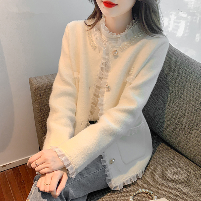 天歌良品秋冬新款时尚水貂绒针织开衫高级感小众气质小香风外套女