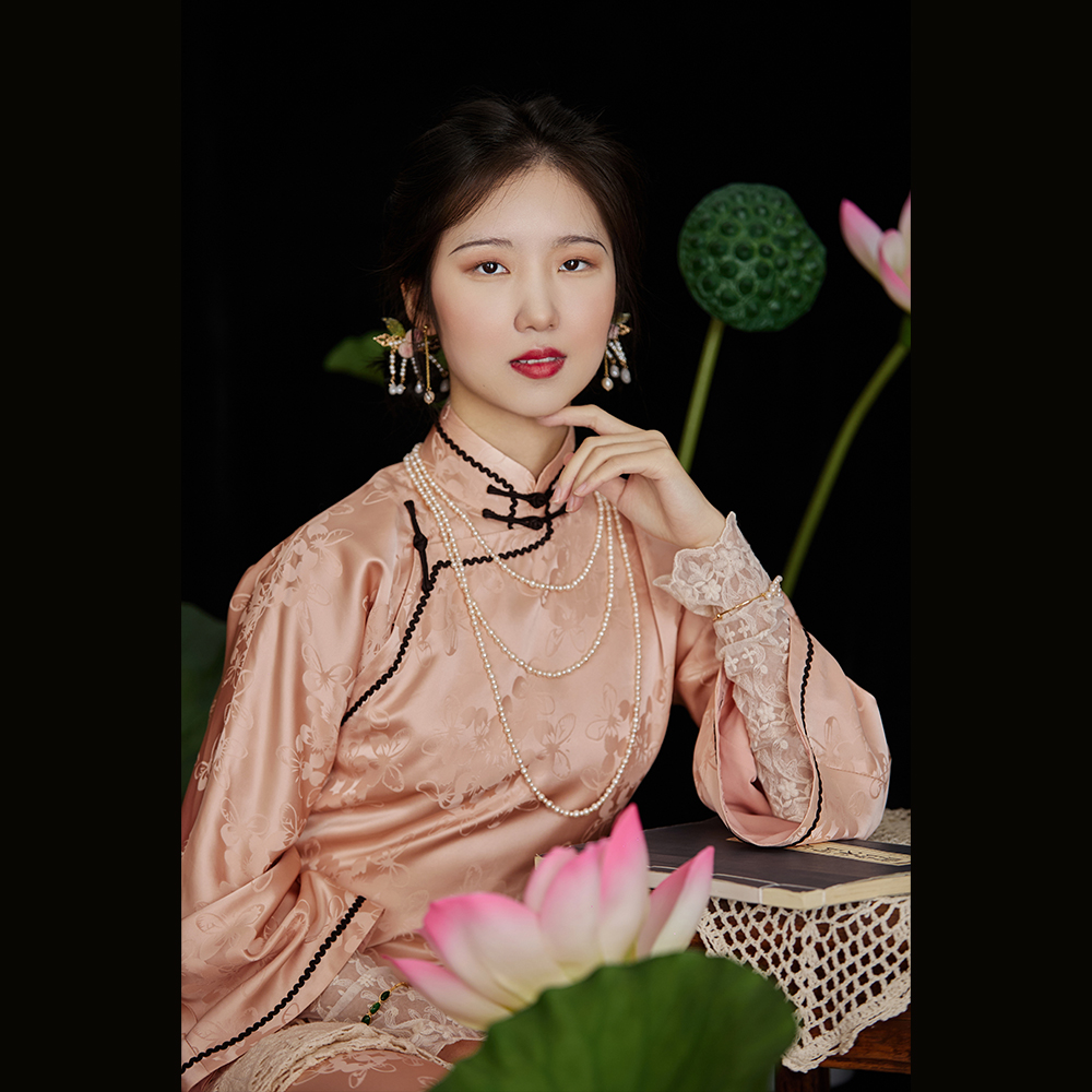 绮罗香玉 top ulara 清新日常大小姐醋酸倒大袖古法无省全开旗袍