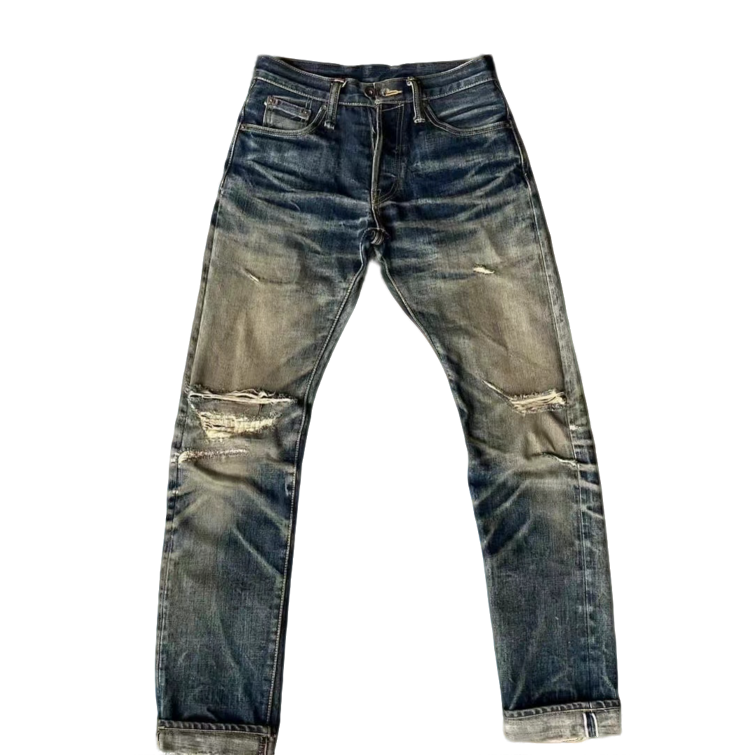 [特快专车] 个性潮流时尚复古男装直筒牛仔裤宽松百搭