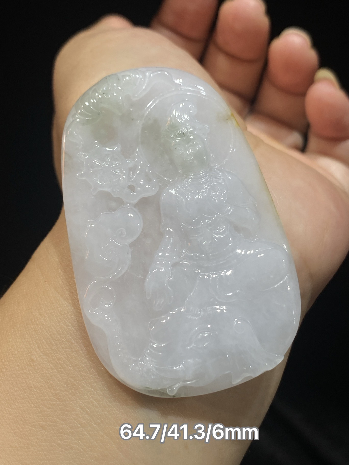 缅甸翡翠A货普贤菩萨龙蛇守护神牌子挂件吊坠天然玉石精雕包邮