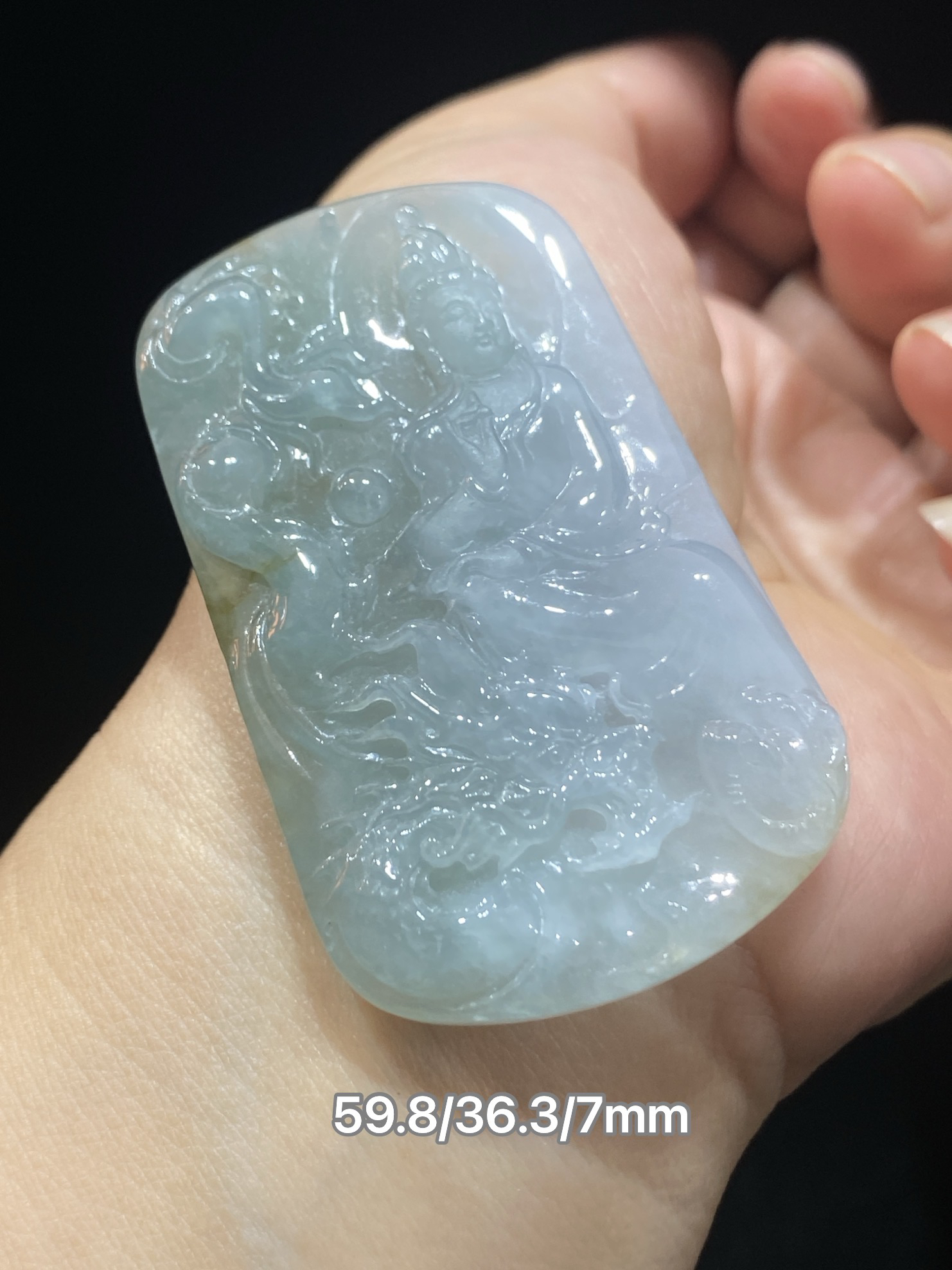 缅甸翡翠A货神龙护主观音牌子挂件吊坠精雕特色天然玉石包邮证书