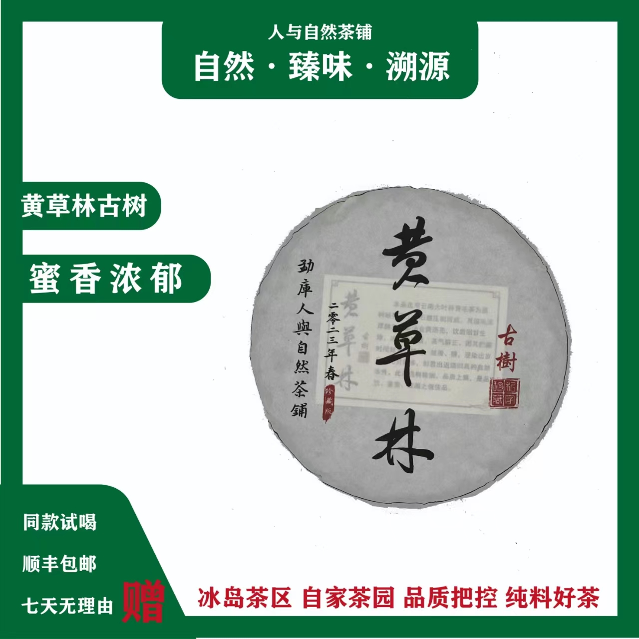 黄草林古树2023年 200克饼 普洱茶生茶