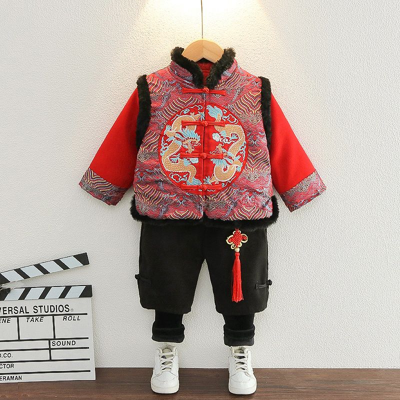 男童拜年服套装儿童中国风周岁礼服女宝宝唐装加厚婴儿冬装过年服