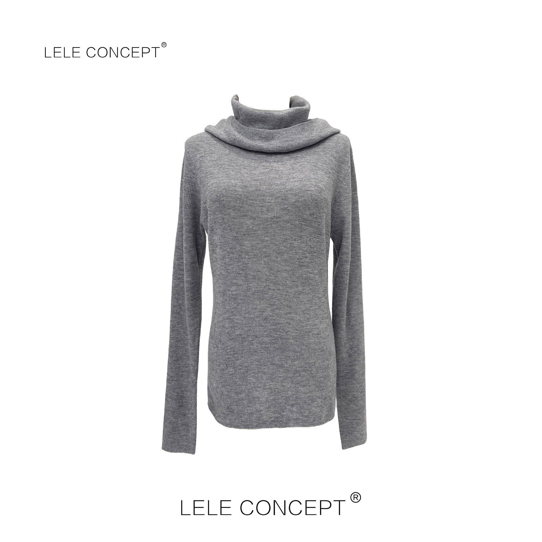 LELE CONCEPT 丨「漾」堆堆领修身风连帽长袖针织打底S0593