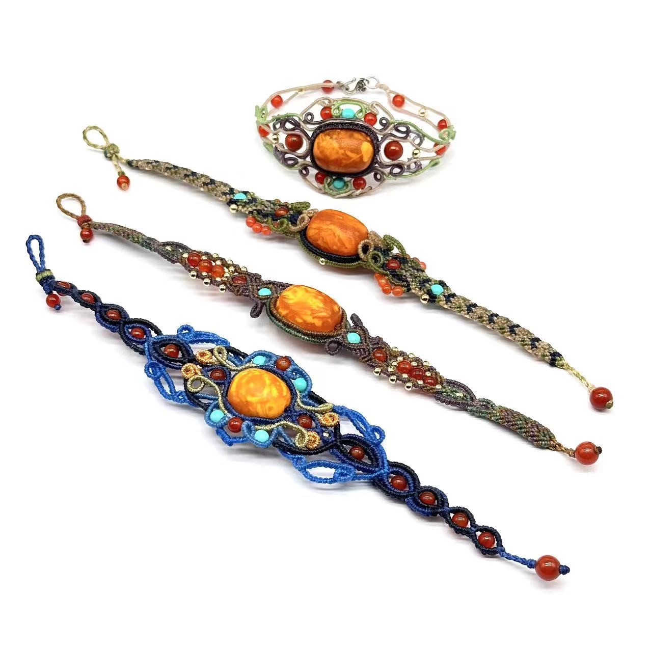 【壹芳珠宝】天然琥珀蜜蜡老蜜蜡设计枣珠手工编织手绳