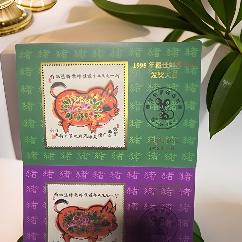 1995年猪年邮票评选张➕发奖大会 一对 国恒评级