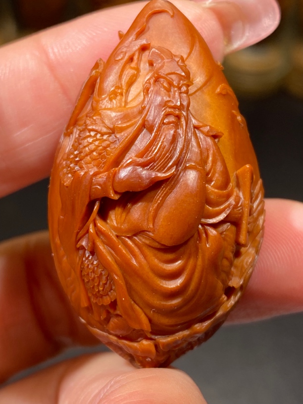 橄榄核文武关公2.6×4.4四花老油核