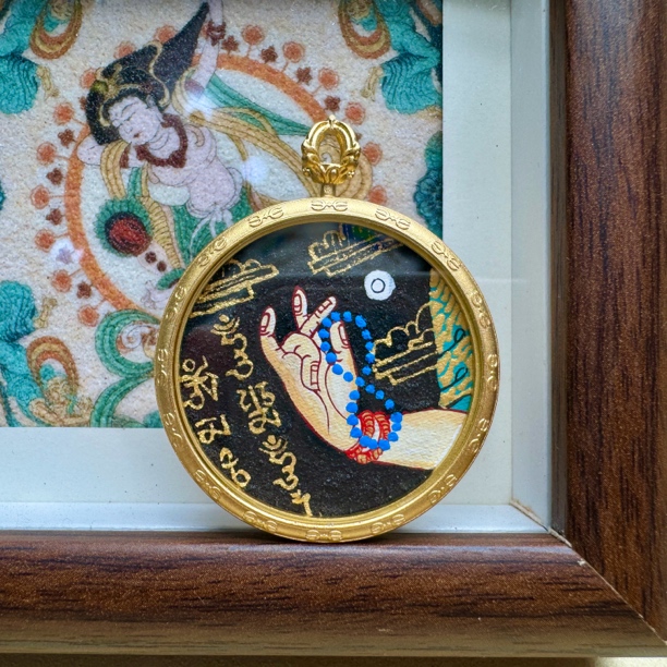 古祥非遗手绘唐卡观音心咒