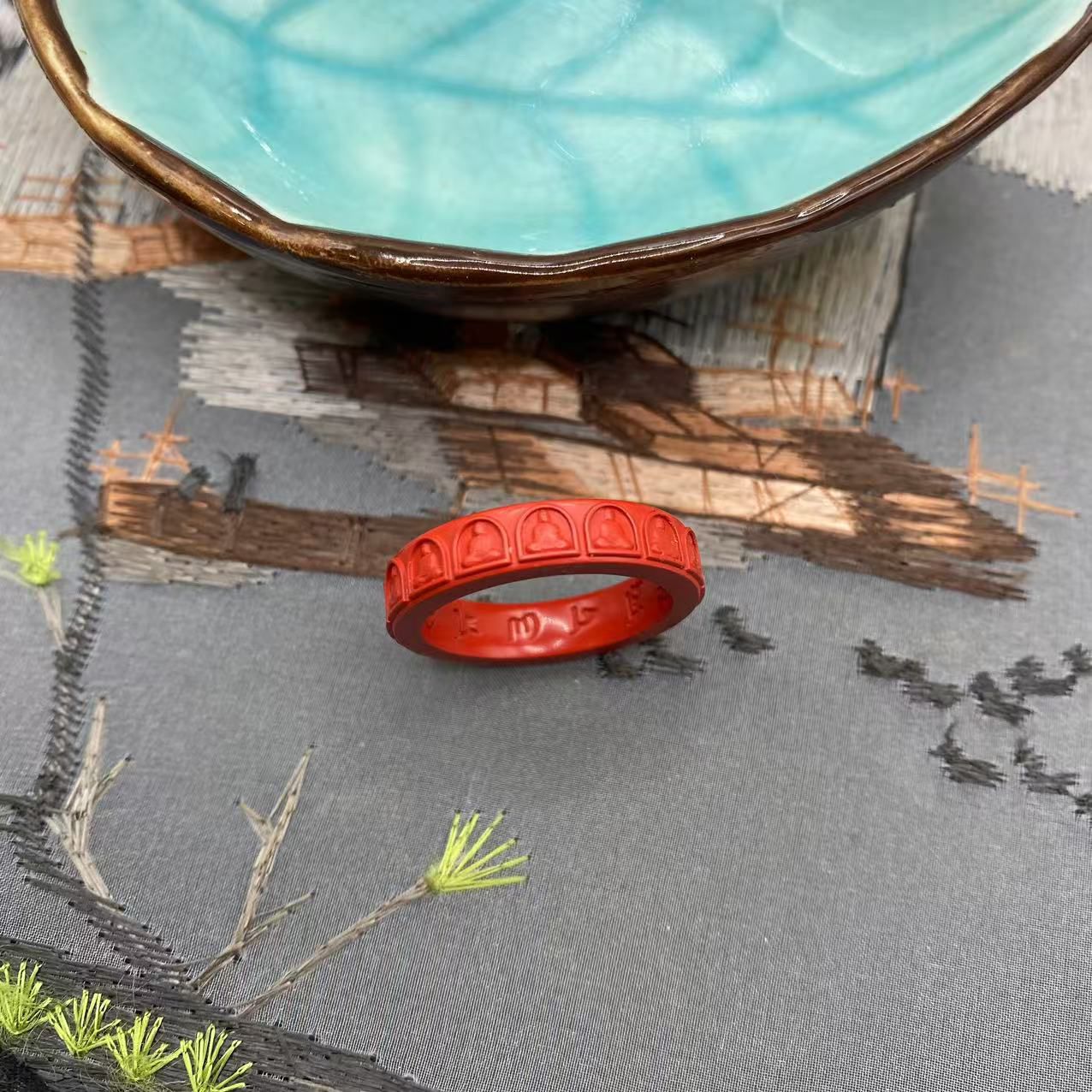 含辰砂工艺品高含量朱砂红砂设计款无相佛指环爆款戒圈戒指