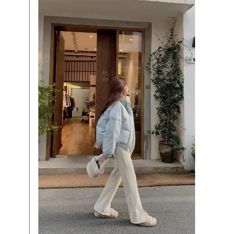 清廷心蓝色立领短款羽服女冬2023新款宽松小个子面包服加厚外套款