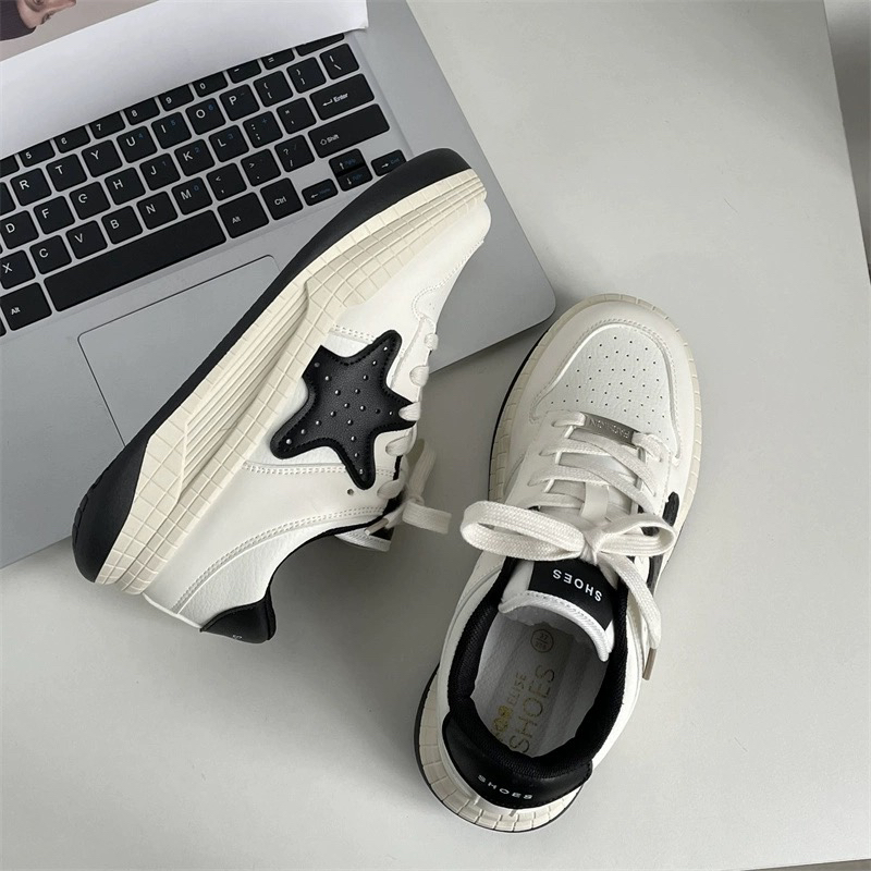 A097 厚底星星小白鞋女2024新款春季白色增高板鞋