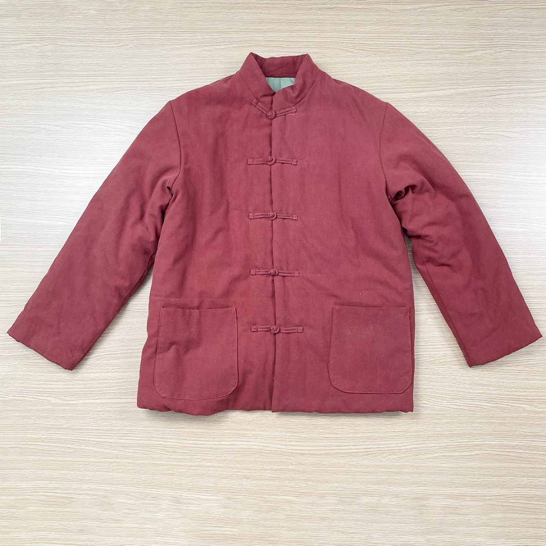 棉麻砖红色纯棉花棉服冬季外套棉衣女款冬天中长短款棉袄冬装正