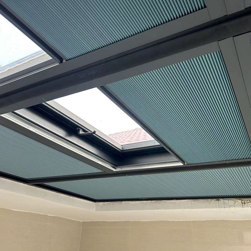 蜂巢帘阳光房遮阳顶帘天窗玻璃房天棚全遮光隔热防晒手动电动蜂窝