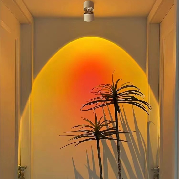 氛围日落灯客厅走廊主播夕阳灯网红水波纹照画灯日不落射灯